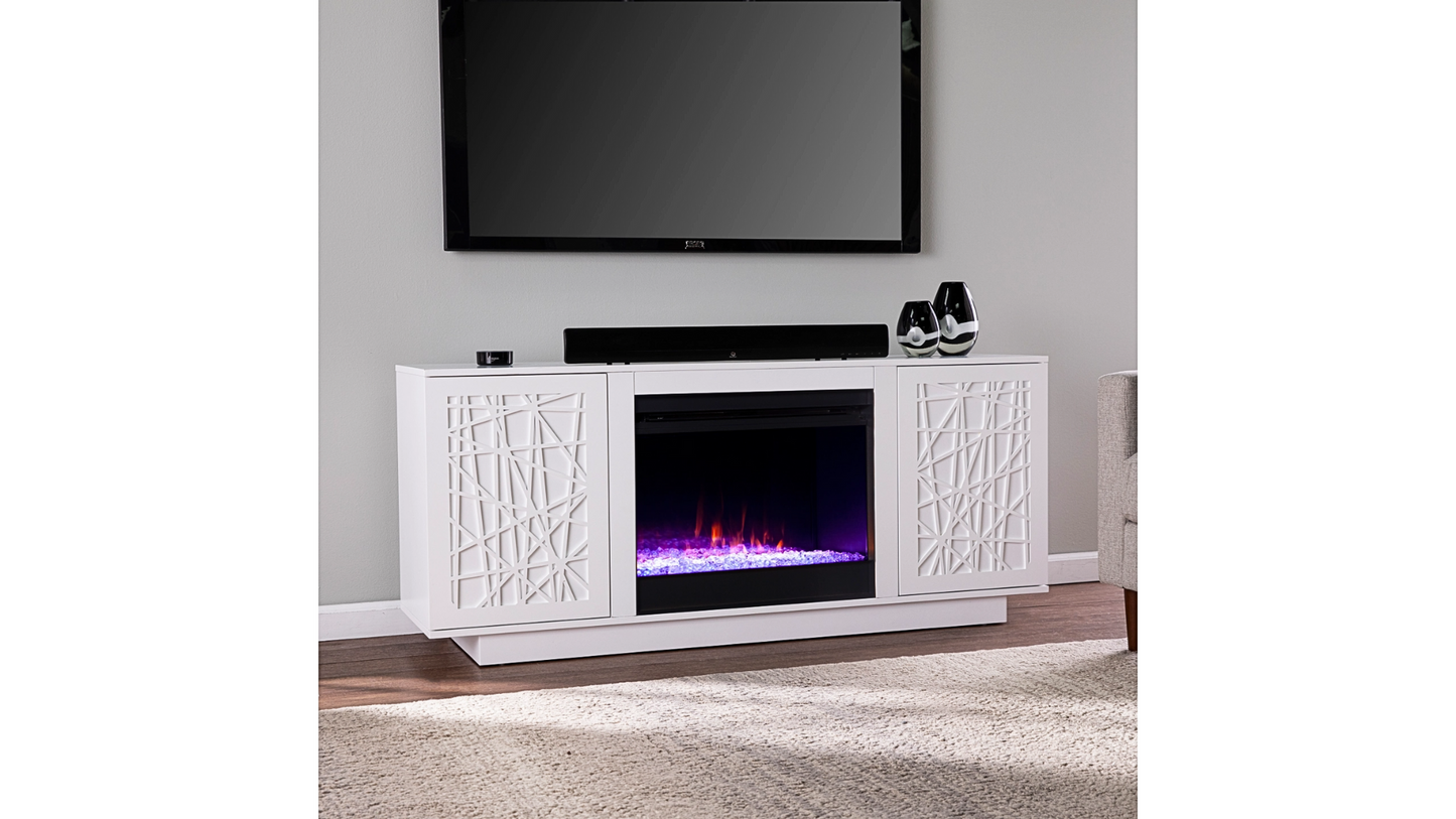 Fireplace Mantel - Southern Enterprises Gerrieh Color Changing Fireplace with Media Storage
