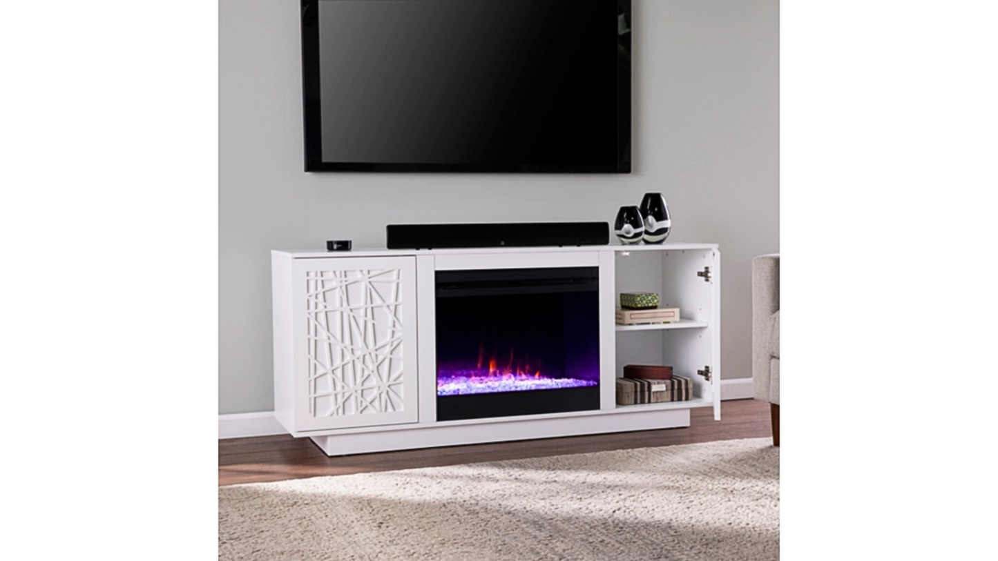 Fireplace Mantel - Southern Enterprises Gerrieh Color Changing Fireplace with Media Storage